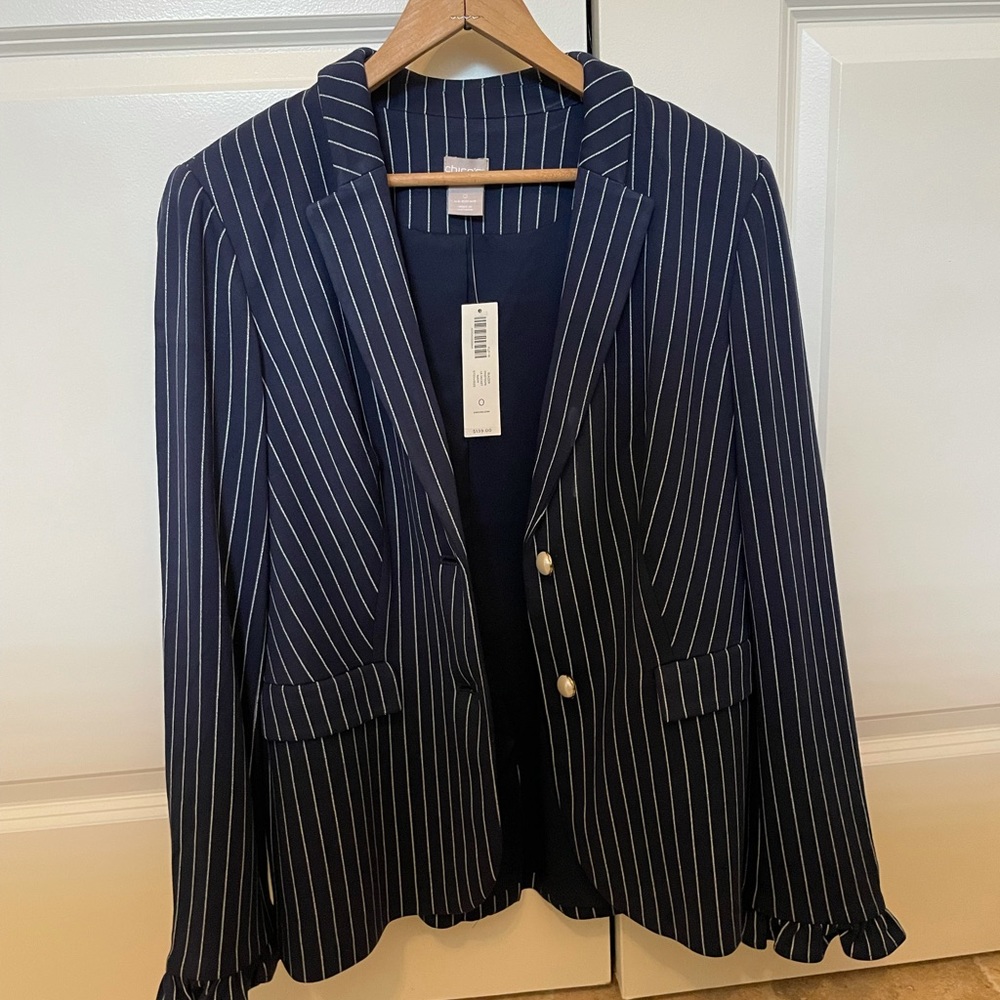 Pinstripe blazer with Pearl buttons